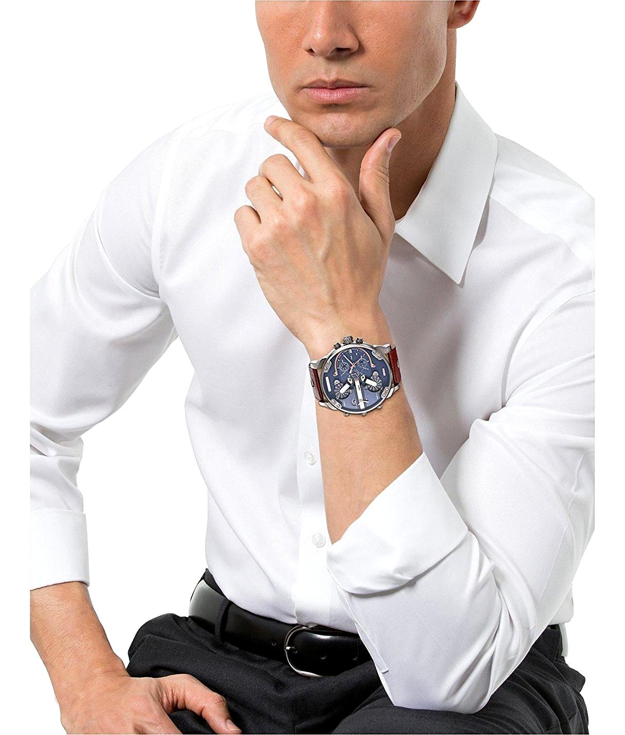 ondergeschikt regeling deelnemer DZ7314 Mr Daddy 2.0 Gunmetal Brown Leather Watch - Authentic Designer  Clothes