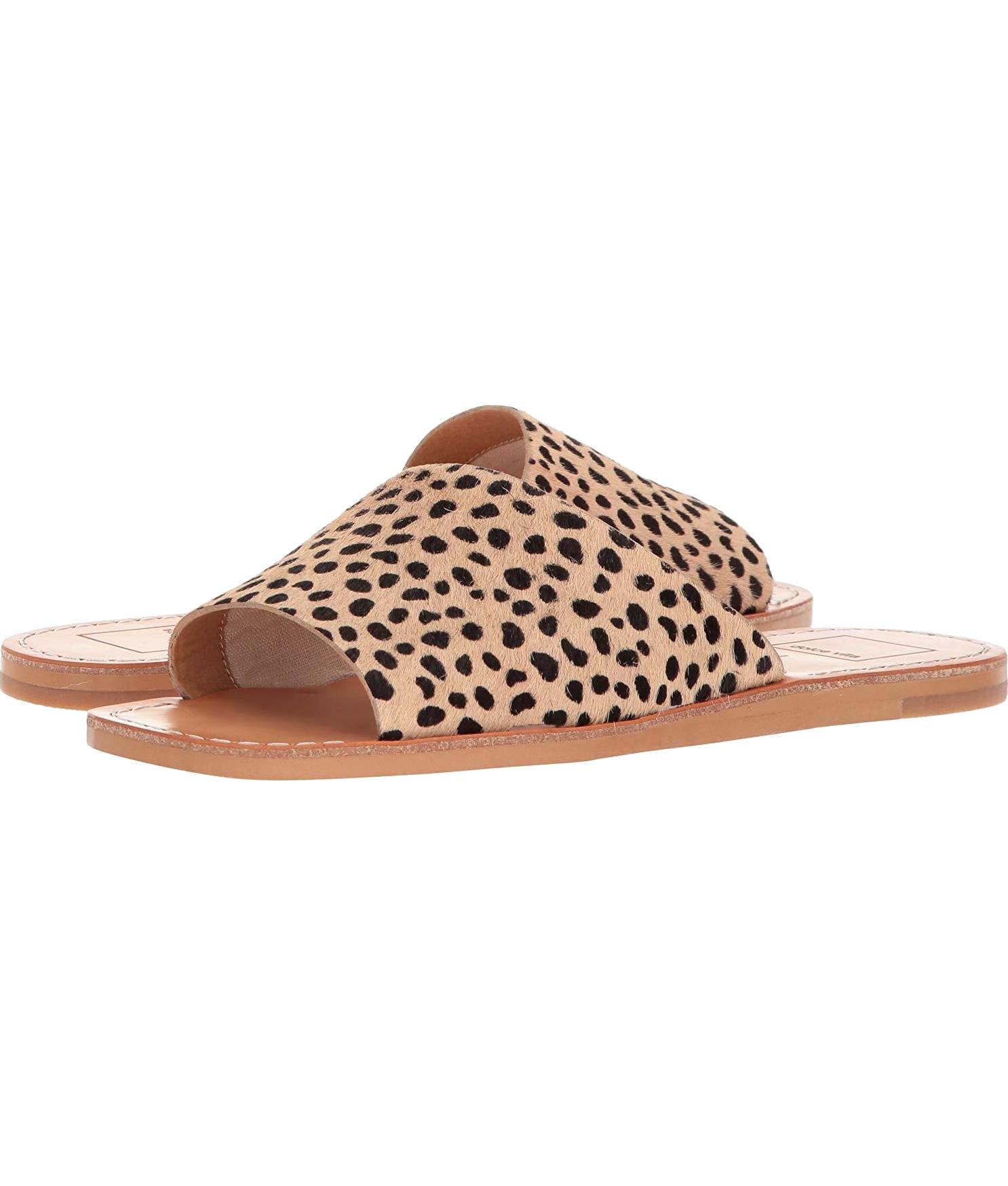 Cato Slide Sandal in Leopard Calf Hair 